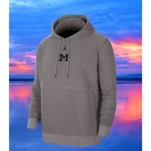 Mike Jordan Nike Air Dri-FIT Michigan Football Hoodie Grey Mens Small NEW